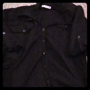 Black buttons down collared shirt