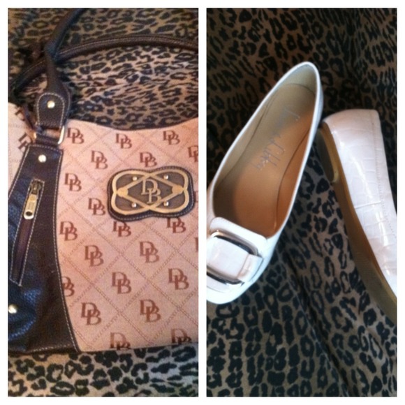 Bundled shoes and DB brown purse.