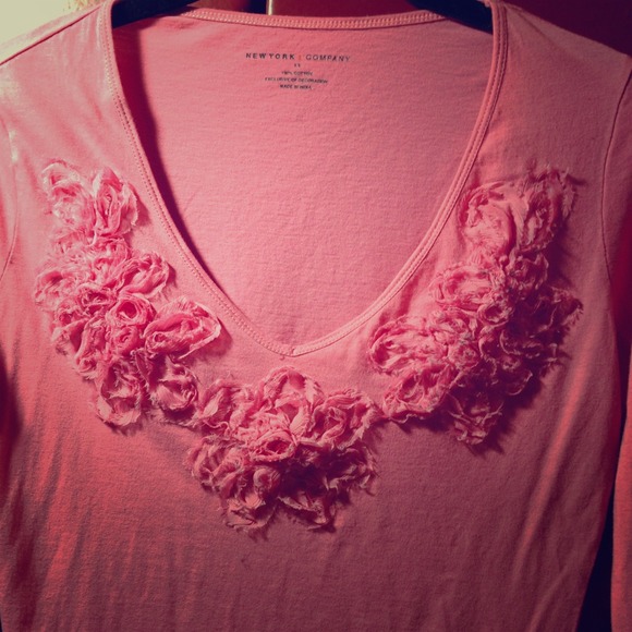 Pink NY&Co Top w/ flower detail
