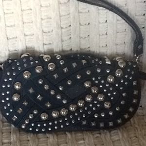 Navy clutch with silver studs. New.