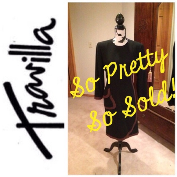 Travilla Dress in Black Wool size 14 "Reduced"