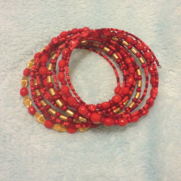 Orangey-Red Spiral Bracelet