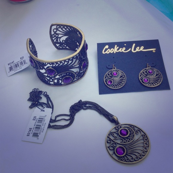 Cookie Lee cuff, necklace , earring set