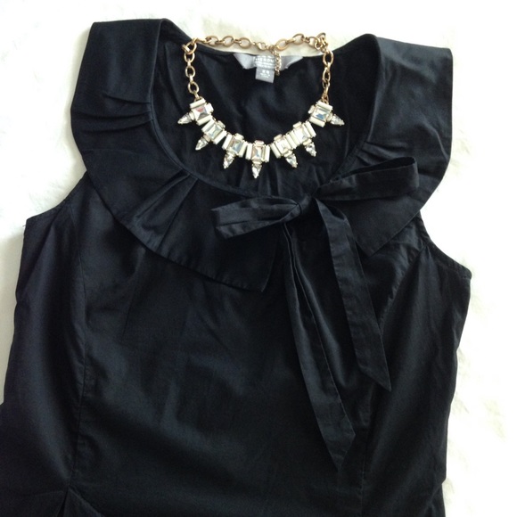 Merona Tops - Black Peplum Dress Top with Collar & Bow