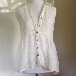 Roxy anchor sheer sleeveless button up top