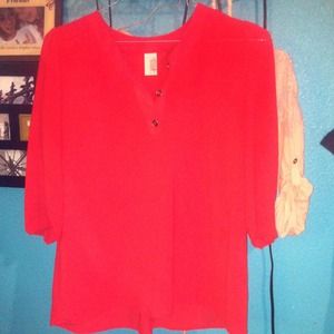 Red flowy shirt