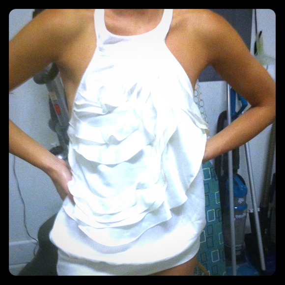 SOLD*** The limited white ruffle halter top