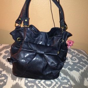 Jessica Simpson Black leather Bow tie purse.