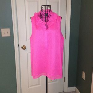 💢sold!!!!💢  Jcrew hot pink ruffle blouse