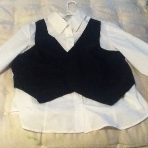 Long-sleeve button up with built-in vest