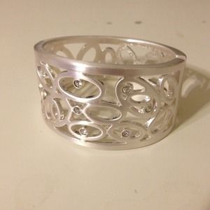 Silver and rhinestoned cuff bracelet