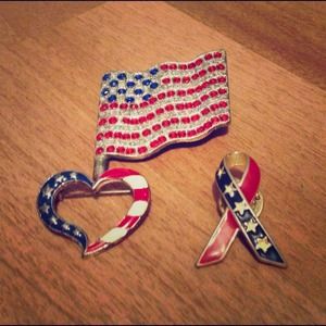 Bundle!! Red white and blue pins!