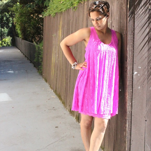**SOLD****Free People Pink Lace Dress. Sz S