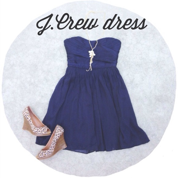 J. Crew Dresses & Skirts - J.Crew dress navy strapless chiffon HOST PICK