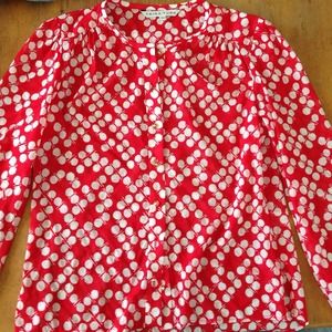 Trina Turk Red & White Silk Top