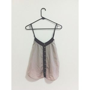 Tan and Black Tank with Gold Button Detail