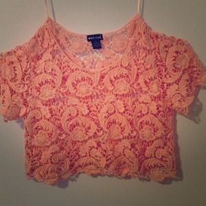 Pink lace Crop top! NWOT