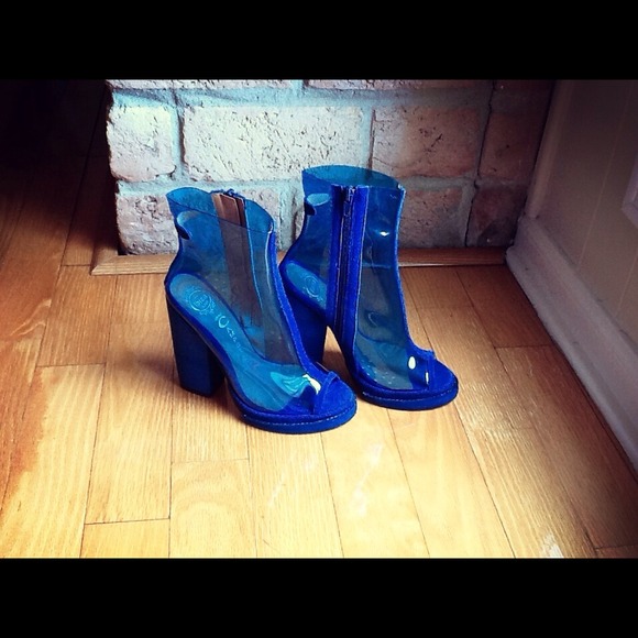 Jeffrey Campbell Blue Leather & Vinyl Booties - Picture 3 of 4