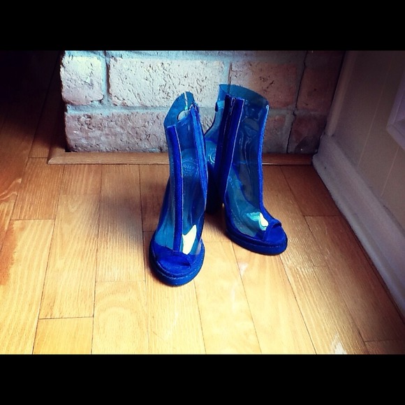 Jeffrey Campbell Blue Leather & Vinyl Booties - Picture 4 of 4