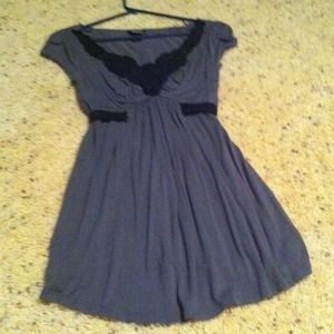 Gray top with crochet neckline