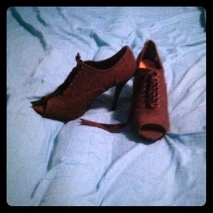 Gray peep toe heels
