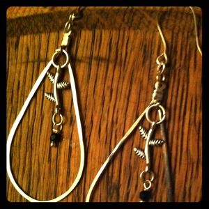 Handmade pounded tear drop hoops
