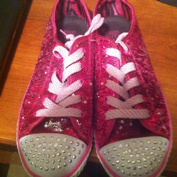 Pink sequins glittery sneakers
