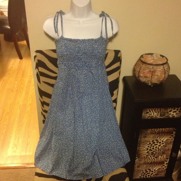 H&M Dresses & Skirts - SOLD! H&M Polka Dot Dress Blue Smocked Mini Summer