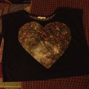 Black crop top with galaxy heart 💖