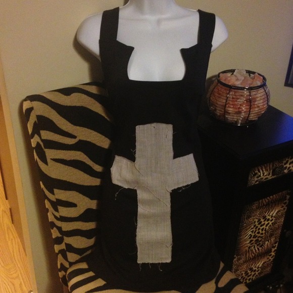 SOLD! DIMEPIECE LA Mini Dress Black w/ Cross Patch - Picture 1 of 4