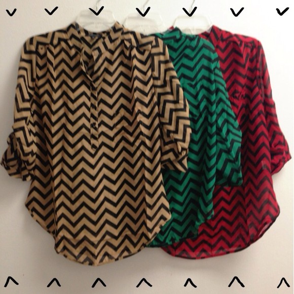 **HOST PICK!!!** Chevron Print Chiffon Blouse - Picture 4 of 4