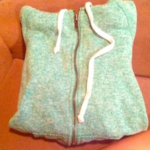Green American eagle zip up hoodie.