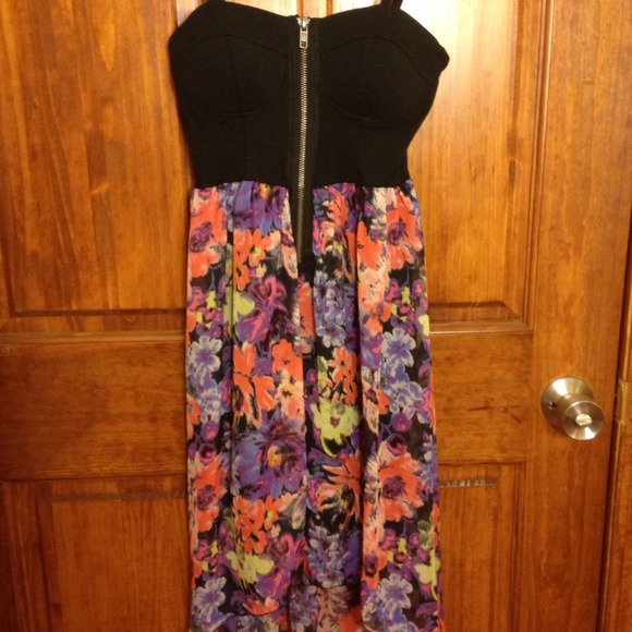 Corset floral hi-low dress