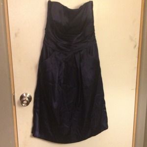 David's Bridal Horizon Blue Satin Bridesmaid Dress