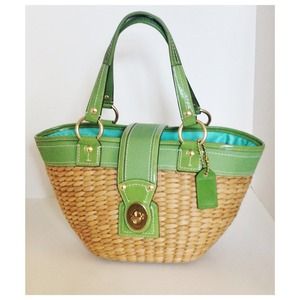 Authentic Coach Structured Straw Tote