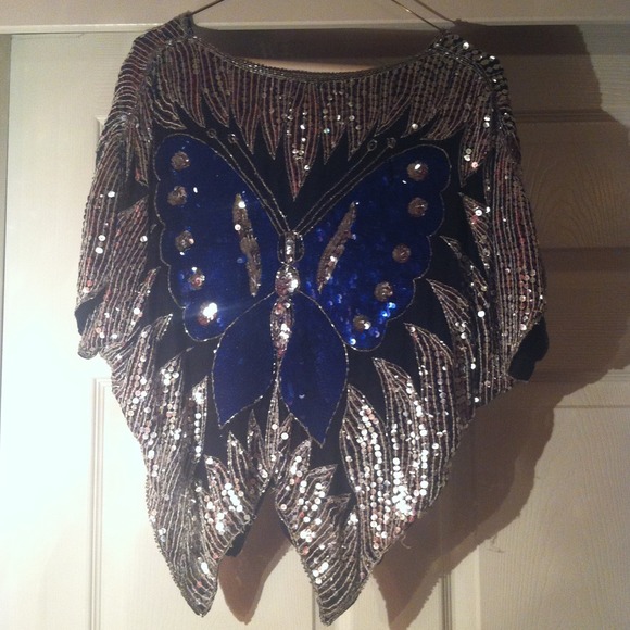 Vintage sequin butterfly top. Disco divas welcome!