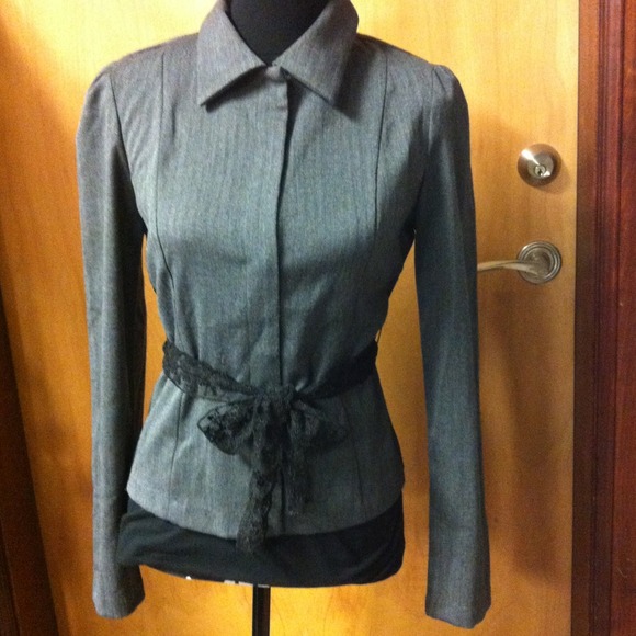 Boutique Lightweight Blazer with Lace Tie - Picture 1 of 4