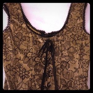 Corseted Bustier Top with lace detailing, zip back