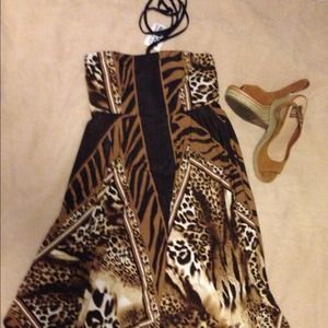 Flowing Leopard halter dress