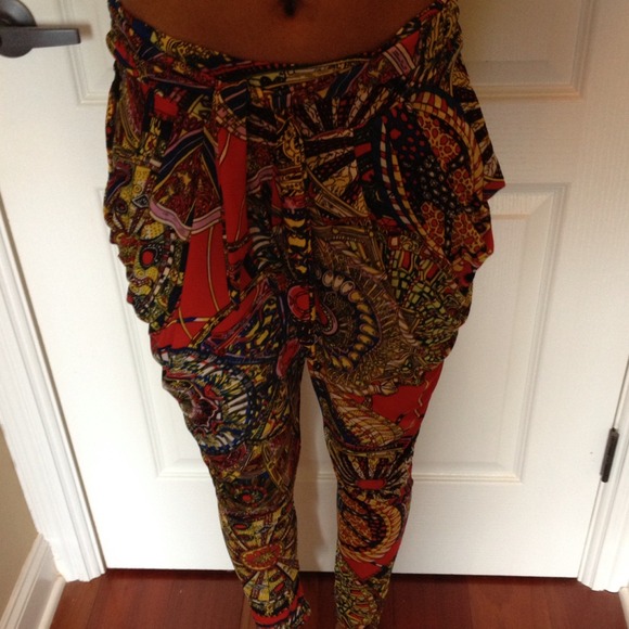 Harem flexible pants w/ draw string belt