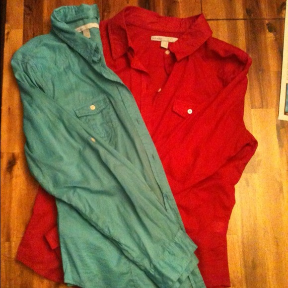 Sheer long sleeve button down shirts "BUNDLE"