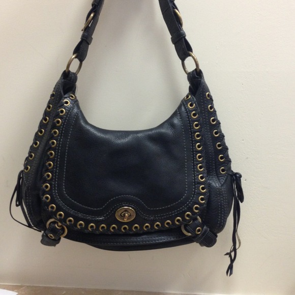 Black leather coach bag