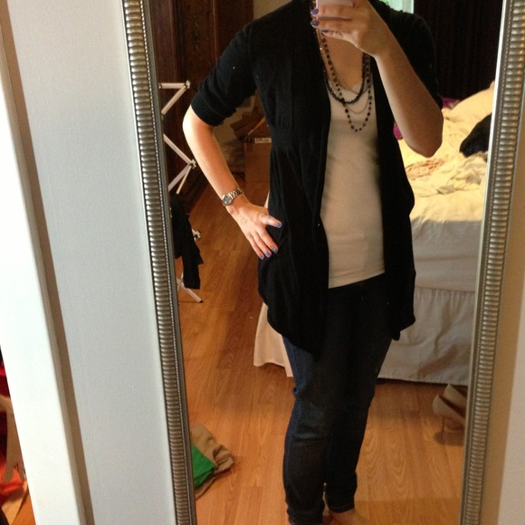 +Express+ Asymmetrical Black Cardigan