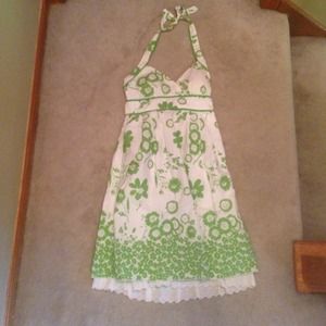 Size 5 Green and White Halter Top Dress