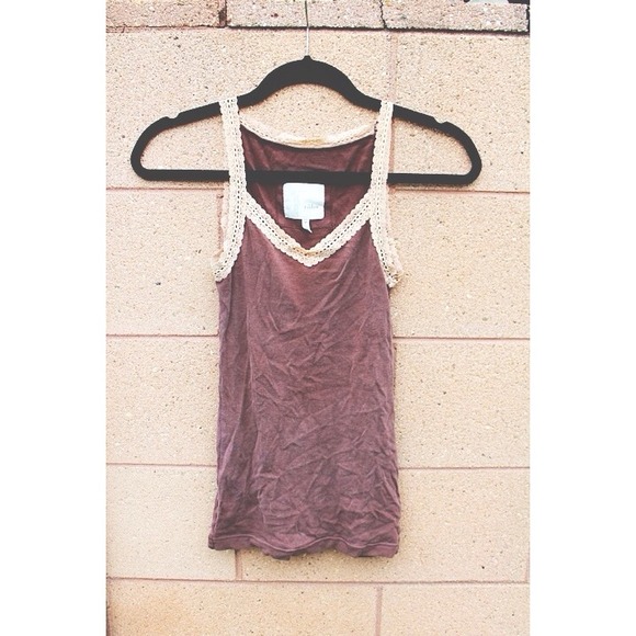 Brown Lace Trimmed Tank - Picture 1 of 3