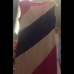 Color blocked dress figure flattering