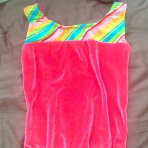 Neon pink leotard