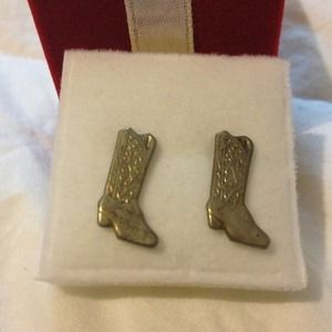 Silver western boot earrings