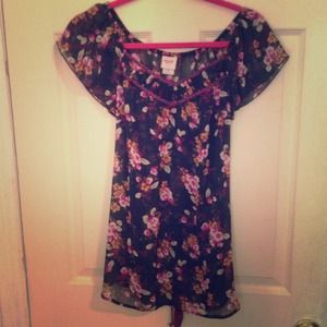 Dark Green Sheer Flower Blouse