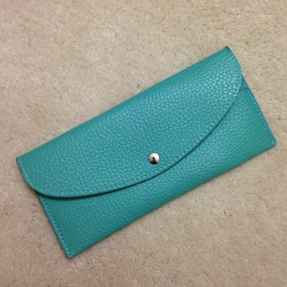 SOLD*New Teal Green Leather Flat Wallet